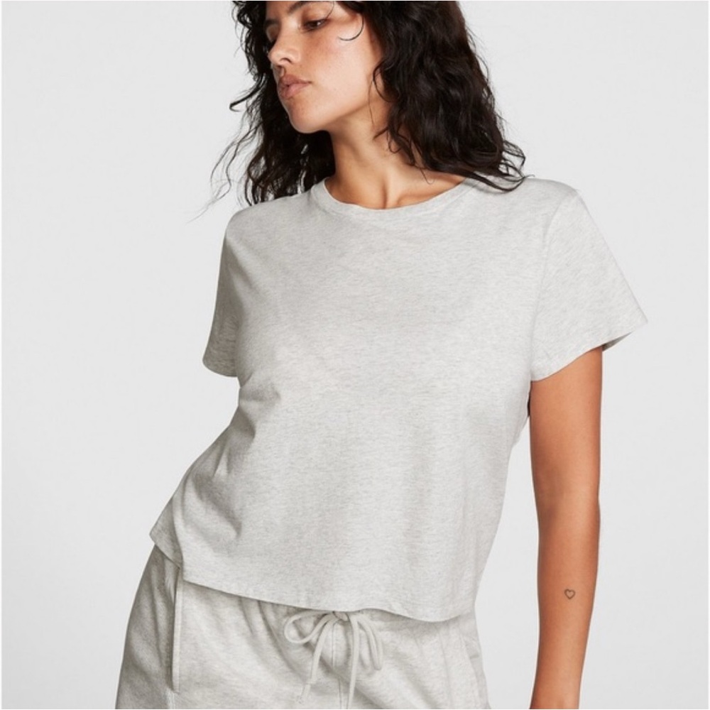 PINK Basic Short Sleeve Cotton Cropped T-Shirt
